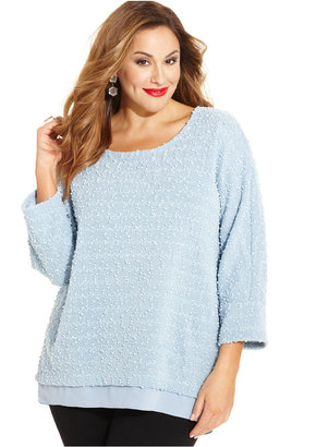 Alfani Plus Size Sequined Chiffon-Hem Sweater