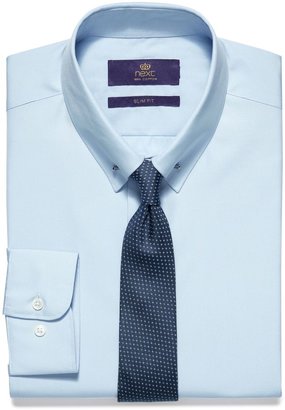Next Blue Shirt And Tie Set With Collar Pin