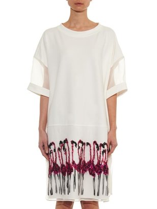 Giles Flamingo-embellished T-shirt dress