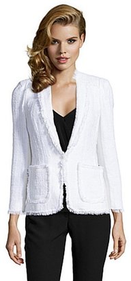 Rebecca Taylor optic white tweed woven long sleeve jacket