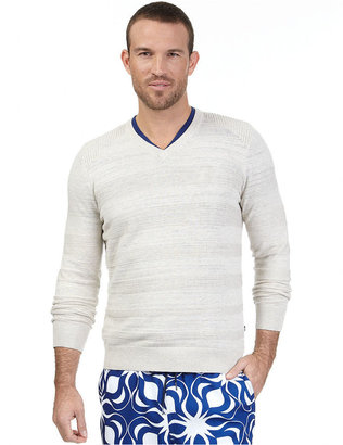 Nautica Tonal Stripe V-Neck Sweater