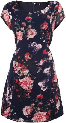 Wal G Wal-G Capped sleeved fit and flare floral dress
