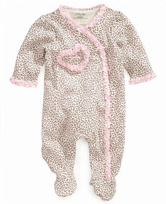Little Me Leopard Print Footed Coverall, Baby Girls