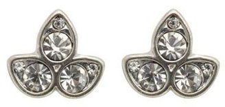 Pilgrim Silver diamante leaf stud earrings