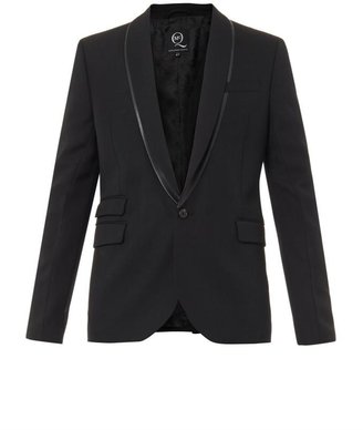 McQ Single-breasted faux-leather trim jacket