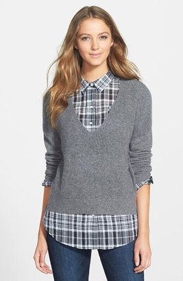 Halogen Waffle Stitch Cashmere V-Neck Sweater (Regular & Petite)