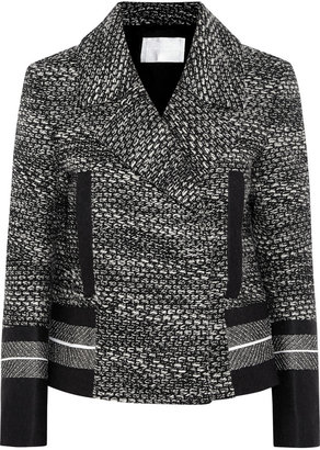 Nicole Farhi Felt-trimmed wool and cotton-blend tweed jacket
