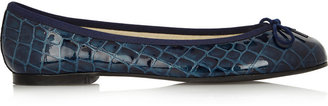 French Sole Henrietta croc-effect patent-leather ballet flats