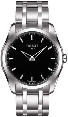 Tissot men's black dial stainless steel bracelet watch