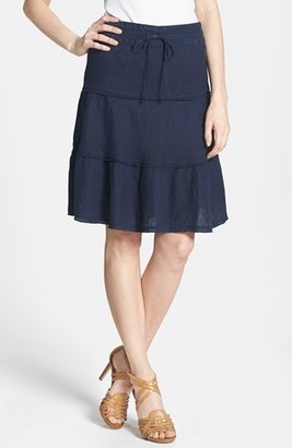 Caslon Drawstring Waist Tiered Linen Skirt (Regular & Petite)