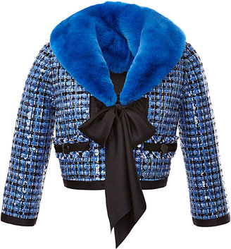 Marc Jacobs Fur-Collared Sequin-Embellished Tweed Jacket