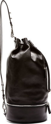 CNC Costume National Black Leather Cross-Body Bucket Backpack