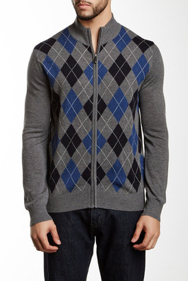 Toscano Argyle Zip Sweater