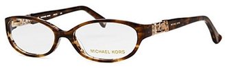 Michael Kors Women's Rectangle Brown Horn Optical Eyeglasses