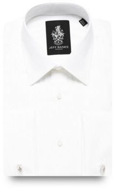Jeff Banks Big and tall designer white pleat front regular fit dress shirt