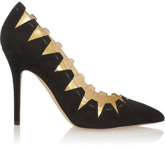 Brian Atwood Metallic leather and felt pumps