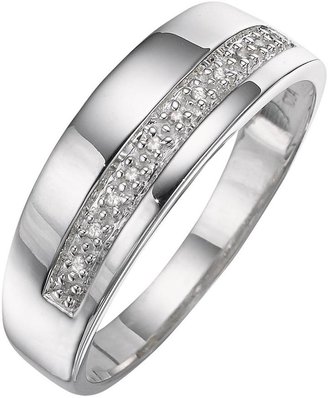 R & E Silver and Diamond Band Ring