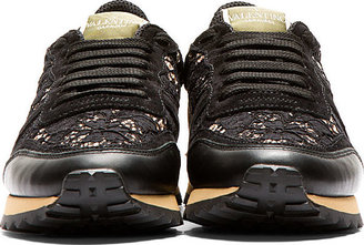 Valentino Black & Pink Lace Sneakers