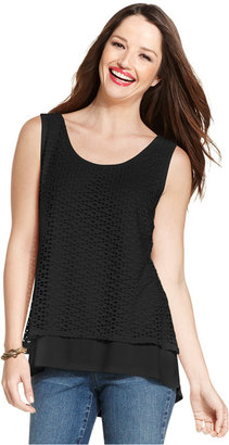 Style&Co. Plus Size Mesh-Overlay High-Low Tank
