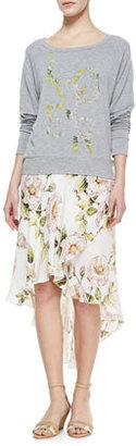 Haute Hippie Thorn & Floral-Print High-Low Skirt