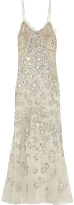 Roberto Cavalli Embellished tulle gown