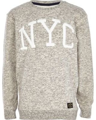 River Island Boys grey flecked NYC sweatshirt