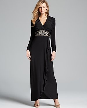 Sue Wong Gown - V Neck Beaded Empire Waist