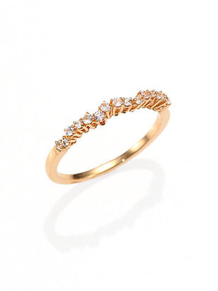 Suzanne Kalan White Sapphire & 14K Yellow Gold Wavy Cluster Ring
