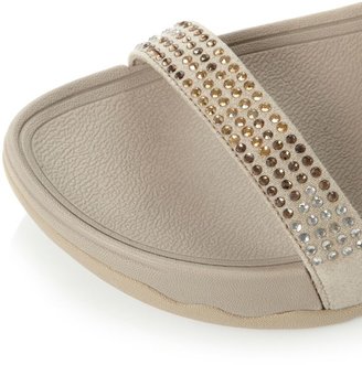 FitFlop Flare Slide Sequin 2 Bar Mule Wedge Shoes