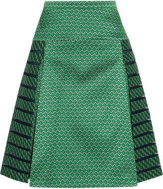 Temperley London Mesh-paneled jacquard skirt
