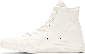 Converse x Maison Margiela White & Blue Painted High-Top Sneakers