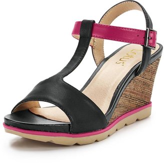 Lotus Leather Ankle Strap Wedge Sandals