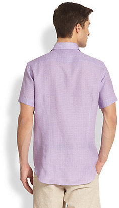 Saks Fifth Avenue Printed Linen Sportshirt