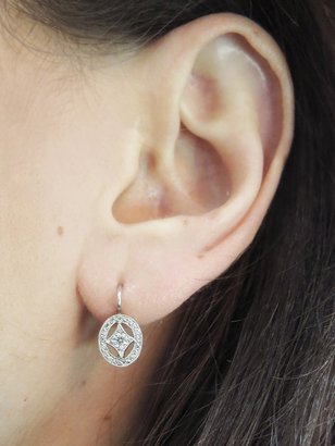 Cathy Waterman Oval Diamond Frame Earrings - Platinum