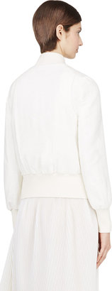 Veronique Branquinho White Cotton Tweed Bomber Jacket