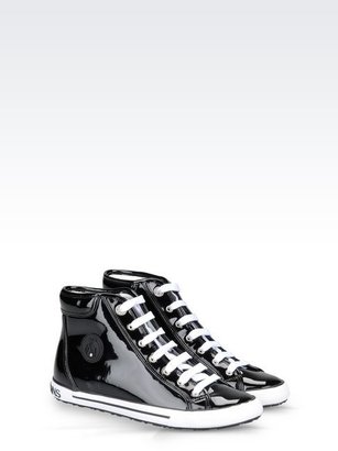 Armani Jeans High Top Sneaker In Patent