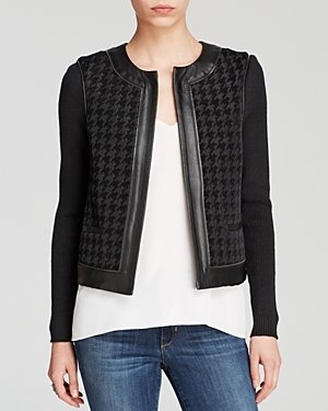 Adrianna Papell Houndstooth Sweater Jacket