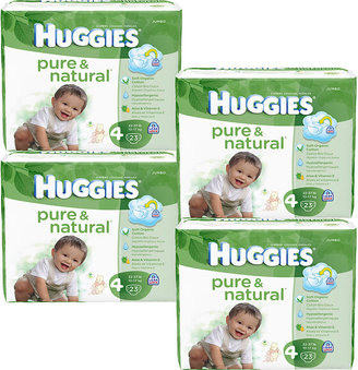 Huggies Size 4 Pure & Natural 23-Count Diaper Pack - Set of Four