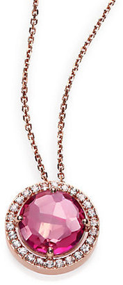 Suzanne Kalan Pink Topaz, White Sapphire & 14K Rose Gold Round Pendant Necklace