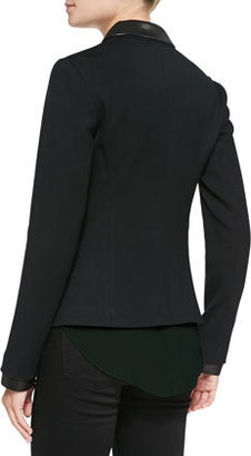 Theory Leandria Jacket w/ Leather Lapels & Cuffs