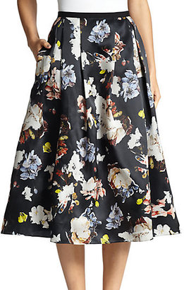 Erdem Imari Floral Silk Midi Skirt