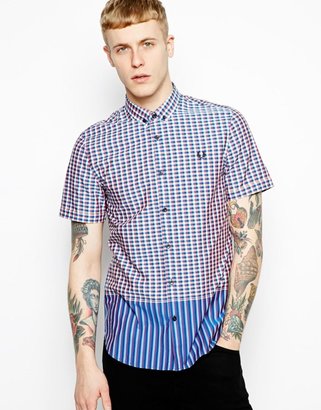 Fred Perry Shirt in Gingham Mix Short Sleeve