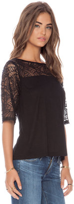 Michael Stars Boatneck with Lace Yoke Top