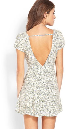 Forever 21 Fit & Flare Floral Cutout Dress