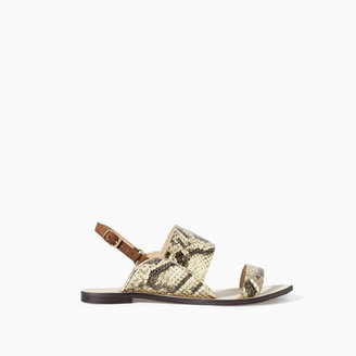 Zara 29489 Flat Snakeskin Sandal With Straps