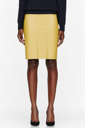 Cédric Charlier Yellow leather Skirt