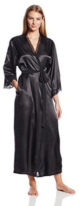 Oscar de la Renta Women's Lace and Charmeuse Long Robe