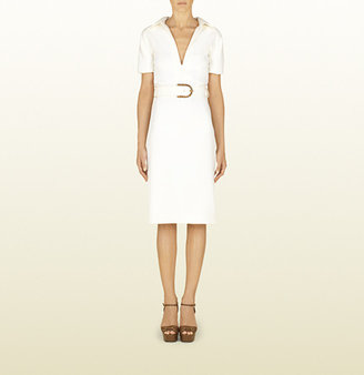 Gucci Natural White Belted Dress