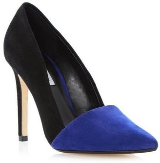 Dune LADIES ANALISE - BLUE Contrast Vamp Pointed Toe Court Shoe