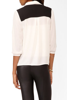 Forever 21 Colorblocked 3/4 Sleeve Shirt